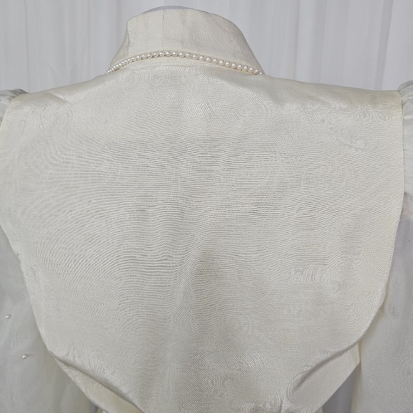 Vintage Nomi Rubinstein ivory puff sheer sleeve embellished jacket medium - Picture 11 of 16